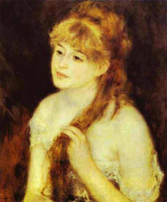 Pierre-Auguste Renoir Young Woman Braiding Her Hair Spain oil painting art